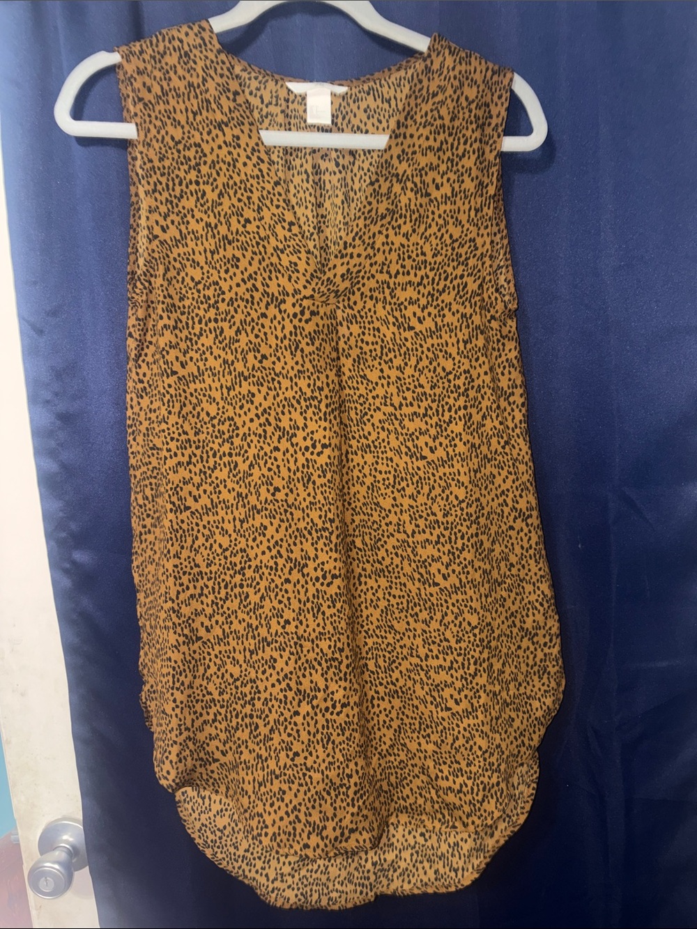 H&M Brown with Black spotted  Print tank top style Blouse